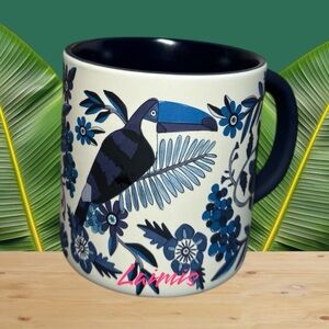 New Starbucks + Farm Rio Lenzo Azulejo Blue Monotone Tropical Ceramic Mug in Box